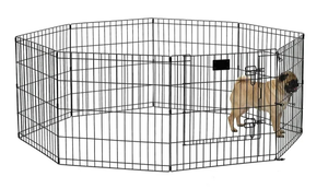 lot 691 image: MidWest Homes For Pets Metal Black Exercise Small Pet Dog Playpen with Door