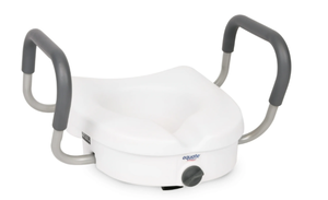 lot 700 image: LOT OF 2 Equate Raised Toilet Seat with Handles, 5 Seat Riser with Arms, Fits Most Toilets, 350 lb Capacity