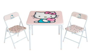 lot 714 image: 3PCS Hello Kitty Kids Table and Chairs Set