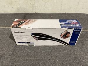 lot 211 image: Brookstone Handheld Percussion Body Massager, 4 Vibration Modes, 5 Interchangeable Heads