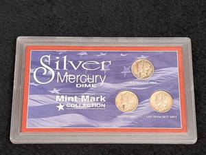 lot 207 image: Silver Mercury Dime Mint Mark Collection - 1945 Denver, 1944 Philadelphia, 1945 San Francisco (Normal S Mint Mark)