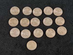lot 218 image: Lot of (16) Denver Mint Washington Quarter Dollars