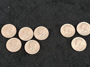 lot 225 image: Kennedy Half Dollars - 1971D (x5) 1972D (x3)