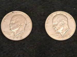 lot 228 image: Lot of (2) Eisenhower Dollar Coins 1972 D
