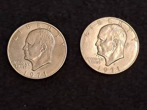 lot 231 image: Lot of (2) Eisenhower Dollar Coins 1971 D