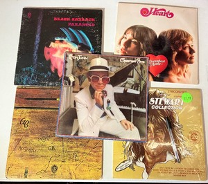 lot 6 image: Four Piece Vintage Vinyl LPs - Black Sabbath Paranoid, Alice Cooper Schools Out, Rod Stewart, Heart