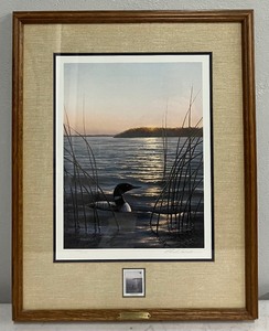 lot 18 image: Signed and Numbered 9021500 Print - North Country Loon by Phil Scholer