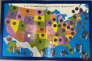 lot 30 image: Fifty U.S. Commemorative State Quarters in Collecting Book and Fifteen More State Quarters