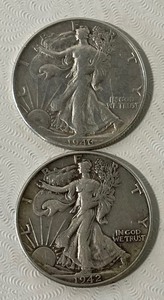 lot 44 image: Walking Liberty Half Dollars 1942 and 1946