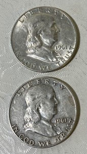 lot 79 image: 1961 Franklin Half Dollars Lot of 2