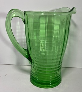 lot 100 image: Vintage Uranium Green Depression Glass Pitcher
