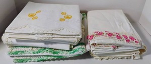 lot 121 image: Vintage Linens Embroidered Pillowcases 8 Sets