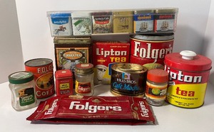 lot 104 image: Vintage Coffee and Tea Tin Lot