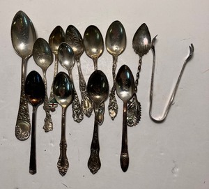 lot 117 image: Lot of Spoons, 8 Sterling and 5 Silverplate