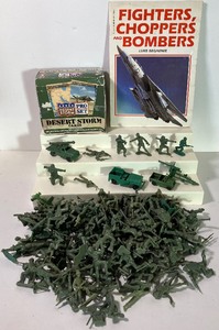 lot 141 image: Desert Storm Trading Cards, 75  Vintage Army Men and Vehicles, Book