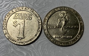lot 151 image: Trump Dollar Casino Coins Gary Indiana Lot of 2