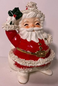 Vintage Spaghetti Trim Santa Claus Large Planter by Napco