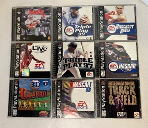 lot 210 image: Lot of 9 Playstation Games 1998-99 Nascar, NBA Live 98 and More