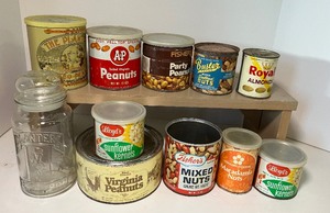 lot 211 image: Lot of Vintage PeanutNut Tins Containers