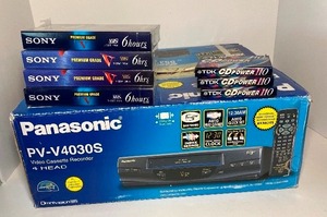 lot 221 image: Panasonic 4 Head VCR NEW IN BOX and TDK Cassette Tapes