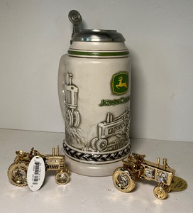 lot 168 image: John Deer Stein and 2 Tractor Ornaments