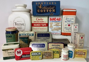 lot 227 image: Vintage Tins Medical Tins Advertising Lot