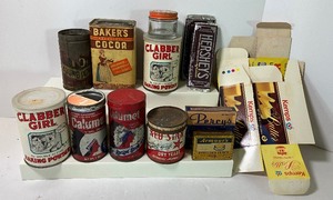 lot 232 image: Lot of Vintage Baking Advertising Tins Containers
