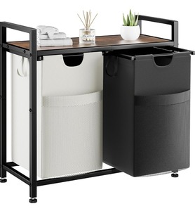Double Laundry Hamper -Rustic Brown