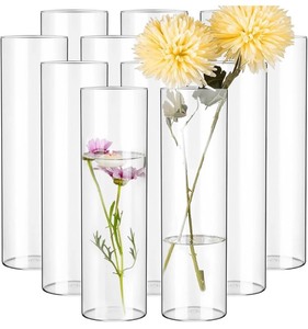 12-Pack 14 Glass Cylinder CandleFlower Vases