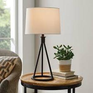 Hampton Bay Higgins 23.75 in. Black Tripod Table Lamp with Round Base Customer Returns See Pictures