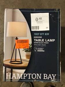 Hampton Bay Higgins 23.75 in. Black Tripod Table Lamp with Round Base Customer Returns See Pictures