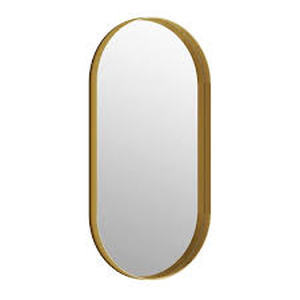XRAMFY 20 in. W x 36 in. H Oval Modern Gold Aluminum Alloy Deep Framed Wall Mirror Customer Returns See Pictures
