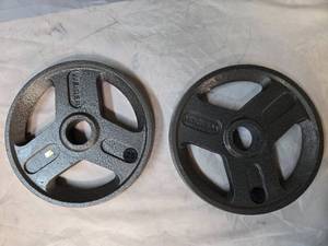 lot 4 image: Lot of a Pair of 25LB Weider 2-Inch Metal Plates (Used, Like New)