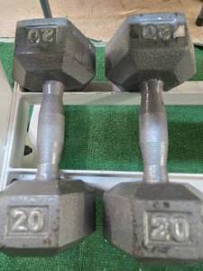 lot 15 image: Lot of a Pair 20LB Metal Dumbbells
