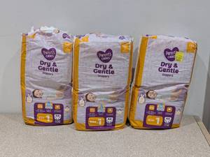 lot 42 image: (3) BRAND NEW PACKS OF PARENTS CHOICE DRY & GENTLE DIAPERS