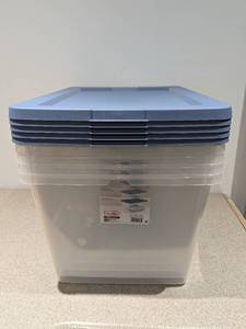 lot 80 image: 5 BRAND NEW STERILITE 58QT. STORAGE TOTES