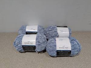 lot 108 image: 4 BRAND NEW MAINSTAYS SOFT VELVETY YARN