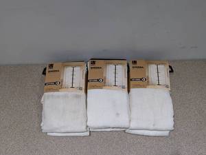 lot 115 image: 3 BRAND NEW UMBRA SHEERA SHEER PANELS (1 A BIT DIRTY FROM SHIPPING)