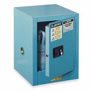 MSRP $1200&nbspJustrite 890402 Blue 4 Gal Sure-Grip Ex CorrosivesAcid Countertop Compact Safety Cabinet - EXCELLENT CONDITION No Key However Can Be Purchased Online For $10