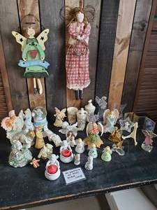 lot 35 image: Large Lot of Ceramic and more Angel Candles, Dcor, Snow Globes and more
