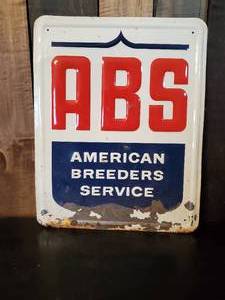 lot 77 image: Fabulous Vintage ABS American Breeders Service Metal Embossed Sign