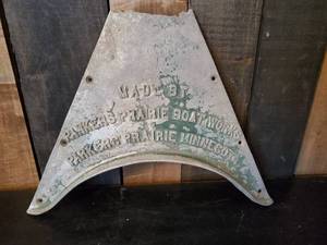 lot 79 image: Great Parkers Prairie BoatWorks Boat Bow Cap  RARE Piece of Local History