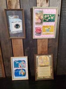 lot 80 image: Lot of Framed Vintage Sewing Kits Super Cool Display Memories