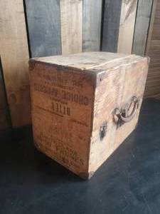 lot 82 image: LOOK at this BOX  2 Fantastic Wooden Boxes Made into One Amazing Fergus Falls and California Fruit Boxes