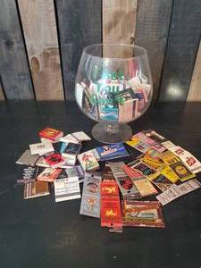 lot 132 image: Super Cool Vintage Lot of Matchbooks Of Various Genres with Lrg Footed Bowl