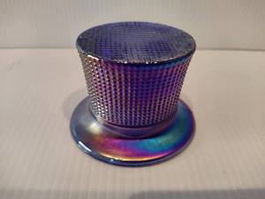 lot 69 image: Vintage Imperial Blue Carnival Glass Top Hat
