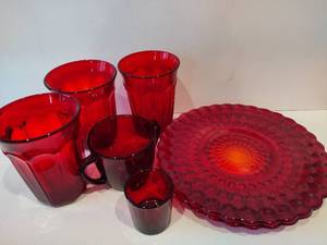 lot 21 image: FENTON & NORITAKE Ruby Red Glassware Lot