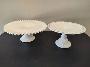 lot 13 image: Milk Glass CakeServing Plates
