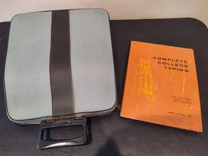lot 29 image: Vintage Underwood Olievetti Typewriter in Case  College Typing Book