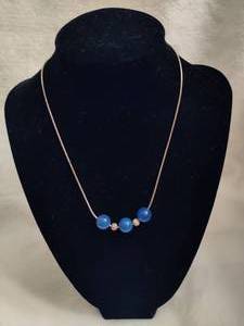 lot 103 image: Sterling Silver & Blue Glass Bead Necklace